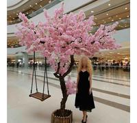 High simulation cherry blossom tree, Handmade imitation silk flowers, Indoor and outdoor use, Suitable for flower party restaurant Hotel Home shopping mall decoration,001,5x4m