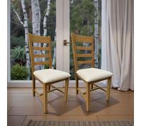 High Slatted Back Dining Chair Beige Wool Seat Solid Oak Legs Home Source Beige One Size