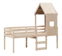 High Sleeper Bed with Roof Loft Bed Bunk Bed Frame Solid Wood Pine vidaXL