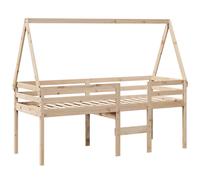 High Sleeper Bed with Roof Loft Bed Bunk Bed Frame Solid Wood Pine vidaXL