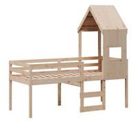 High Sleeper Bed with Roof Loft Bed Bunk Bed Frame Solid Wood Pine vidaXL