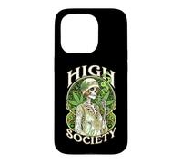High Society Stoner Weed Woman Skeleton Marijuana Leaves 420 Case for iPhone 15 Pro