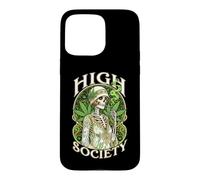 High Society Stoner Weed Woman Skeleton Marijuana Leaves 420 Case for iPhone 15 Pro Max