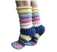 High Socks Long Women's Colourful Sleeping Socks Striped Knitted Socks Winter Thick Warm Knitted Cuddly Socks Soft Knitted Socks Cute Socks Crochet Leisure Socks, blue, L