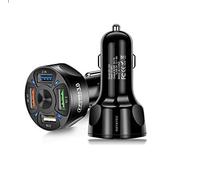High Speed Car Phone Charger 4 Prots USB For Samsung iPHone - Quick Charge USB Cigarette lighter Adapter For iPad Tab Huawei Google Pixel Nokia Sony Tomtom GPS (Black)