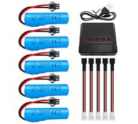 High-speed Climbing Drift RC Car 3.7V 1200mAh Lithium Battery with 5-in-1 Charger for DE45 DE42 DE58 DE57 JSD-999L DE49 DE57 DE70 Off-road Vehicle Four-wheel Toy Car Rechargeable Battery