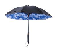 High Speed Cooling Fan and Mist Spray Travel Umbrella with Replaceable Battery for Walking Camping Aluminum Alloy (Blue)