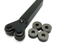 High Speed Linear Knurling Tools Set, Pack Of 7: Twill Knurling Wheels 0.6/1.0/2.0mm HSS And Steel Lathe Tool Handle 16mmx18mm