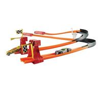 High-Speed Racing Track Set with Launchers & Banked Curves, 3 Assorted Tracks and Cars for Kids, Connects to Expandable System Playsets
