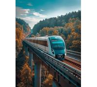 High-Speed Rail Diamond Art Kits Adults, 5D Diamond Painting Kits for Adults Landscape, DIY Crystal Art Painting Pictures, Full Drill Embroidery Cross Stitch for Home Wall Decor Gifts 40x52in A-6450
