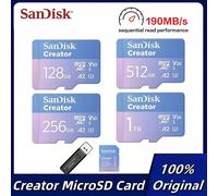 High-Speed SanDisk Creator Series MicroSD Card 1TB 512GB 256GB 128GB TF Card with Adapter 4K 5.3K A2 V30 U3 for Cameras Drones