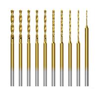 High-Speed Steel (HSS) Drill Bit Set for Engraving & Precision Drilling, 10-Piece 0.6-2.2 mm for Mini Drill Bits with 2.35 mm Shank and 50 mm Length, Gold Finish(1.4mm)