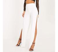 High Split Side Seam Yoga Pants for Women Wide Leg for Slim Fit Trousers Perfect for Yoga Practice and Casual Wear (L White)