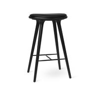 High Stool Bar Stool Black Oak/Ultra Black Leather 74 cm