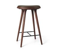 High Stool Bar Stool Brown Beech/Dark Brown Leather 74 cm