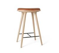 High Stool Bar Stool Matt Oak/ Walnut Leather 69 cm