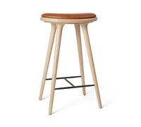 High Stool Bar Stool Matt Oak/ Walnut Leather 74 cm