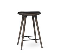 High Stool Bar Stool Sirka Gray Oak/Ultra Black Leather 69 cm