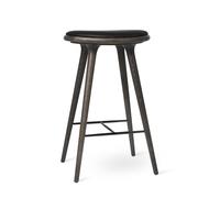 High Stool Bar Stool Sirka Gray Oak/Ultra Black Leather 74 cm