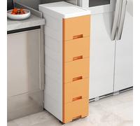 High Storage Bathroom Cabinet with 5 Drawers Tall Floor nizer for Bathroom & Kitchen Stylish Orange Storage Unit SpaceSaving Utility Cart