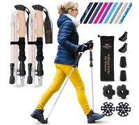 High Stream Gear Walking Sticks for WOMEN - 14.5'' Foldable Hiking Poles for Backpacking, Exercising and Traveling, Set of 2 Aluminum Nordic Collapsible Trekking Poles (100-120cm, Sahara)