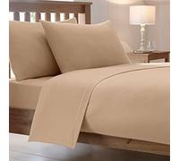 High Street Fashion ® Extra Deep Fitted Bed Sheets Combed Poly Cotton Percale Bedding Pillow Cases Size King Double Single Pillowcase Pair (Double, Beige)