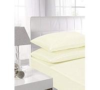 High Street Fashion ® Luxury Percale 16" 40CM Extra deep sheets Fitted Single Double Super King Size Bedding Bed Sheet & Pillow Pair Case (Sold Separately) (Double King,Cream)