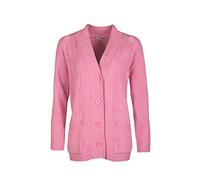 High Street Fashion ® New Womens Ladies Matching Button Long Sleeve Pocket Top Knitted Cardigan Ideal for Casual and Formal wear Size UK-14 16 18 20 22-24 26-28 Pink