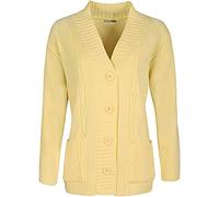 High Street Fashion ® New Womens Ladies Matching Button Long Sleeve Pocket Top Knitted Cardigan Ideal for Casual and Formal wear Size UK-14 16 18 20 22-24 26-28 (14, Yellow, Numeric_14)