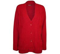 High Street Fashion ® New Womens Ladies Matching Button Long Sleeve Pocket Top Knitted Cardigan Ideal for Casual and Formal wear Size UK-14 16 18 20 22-24 26-28 Red