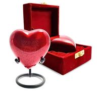 HIGH Street Nautical Small Heart Keepsake Cremation Urn for Human Ashes - Mini Urns for Mom & Dad with Velvet Case Memorial, Funeral Urn for Adult with Brass Stand Urns for Your Loved One (Red Heart)