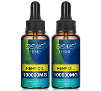 High Strength 100000mg Premium Oil - Supports Joint, Sleep and Stress Relief, Rich in Omega 3-6-9, Vitamin C & E, 100% Vegan, 60ml (Pack of 2)