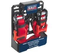 PAIR 32mm x 3m 1200KG Slide Ratchet Tie Down Strap Set - Polyester Web & S-Hooks