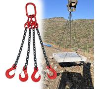 High Strength 4-Way Chain Sling with Hooks, 2T/3T/5T Lifting Capacity, 157.5in/4m Heavy Duty Cargo Towing and Handling Equipment, Ideal for Secure Lifting and Transport