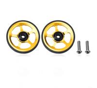 High Strength Aluminum Easy Wheel Pair for Brompton, Sealed Bearing Push Wheels with CNC Cutting, Lightweight Replacement Rollers for Folding Bike Parking and Repair(gold)