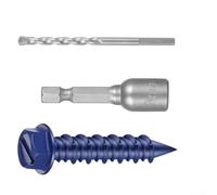 High-Strength Concrete Screws Anchors M6.5x32mm, 40 Pcs Masonry Fasteners with Dual Drill Bits for Brick Block Wood Stone, Self Tapping Carbon Steel Bolts Set