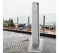 High-Strength Glass Railing System for Terraces & Balconies - Metal Frame with Glass Panels Ideal for Outdoor Use Modern Safety Barrier for Decks & Patios,mid Post-H110cm/43.3"