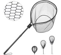 High Strength Large Landing Net - Fishing Net with Long Telescoping Handle and Soft Rubber Netting, Dip Net for Fishing, Ideal for Boat, Pier, River Angling (L - Rubber Coated Polyethylene Netting)