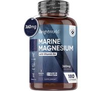 High Strength Magnesium Supplements - 180 Vegan Marine Magnesium Capsules with Vitamin B6