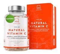 High Strength Natural Vitamin C Capsules 1000mg - 180 Vitamin C Tablets - Acerola Fruit Extract - with Citrus Bioflavonoids and Rosehip - VIT C Supports Immune Function- 3 Months Supply - 100% Vegan