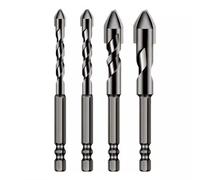 High Strength Oblique Head Eccentric Drill Bit, Metal Drill Bits, Tile Drill Bit, Multifunction Drill Bit Set for Tile, Brick, Plastic, Cement, Wood, Glass (4 PCS)