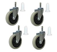 High-Strength Rubber Swivel Caster Wheels for Dining Carts, M11x35mm rtion Stem, Furniture Casters, 180° Rotation, 4-Pack