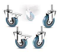 High-Strength Swivel Wheels Set of 4, 65mm & 75mm Furniture Casters with Safety Brake, No Marks on Floor, Threaded Stem Design for Easy Installation
