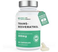 High Strength Trans-Resveratrol - 98% Purity (3rd Party Tested) | 500mg x 60 Capsules / 60 Servings | from Japanese Knotweed Root Extract | Pure Fill (Nothing Else Added) | Love Life Supplements