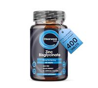 High Strength Zinc Tablets 50mg in Bisglycinate | 400 Vegan Tablets | 6+ Months Supply | High Absorption Zinc Supplements for Men and Women | by Clearwave Health