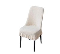High Stretch Anti-Slip Dining Chair Covers Full-Cover Dust-Proof Jacquard Curved Wear-Resistant Dining Chair Slipcovers Machine Washable Chair Covers for Dining Room Kitchen Wed(Size:6 Pieces,Color:L)