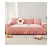 High Stretch Ruffled Sofa Cover - Universal Spandex Slipcover for 2-Seater Couch (145-185cm) - Washable Easy Fit Furniture Protector for Living Room (Pink)