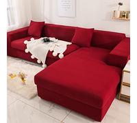High Stretch Spandex Sofa Covers for 1 5 Seater L Shaped Couch Non Slip Elastic Straps Pet Friendly Pure Color Furniture Protector for Living Room Fits M Size