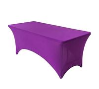 High Stretch Table Skirt, with Reinforced Oxford Feet, Polyester Fitted Design Desk Skirts, for Wedding, Banquet and Party Decoration(Purple,244cm/96in)