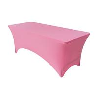 High Stretch Table Skirt, with Reinforced Oxford Feet, Polyester Fitted Design Desk Skirts, for Wedding, Banquet and Party Decoration(Pink,244cm/96in)